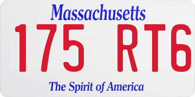 MA license plate 175RT6