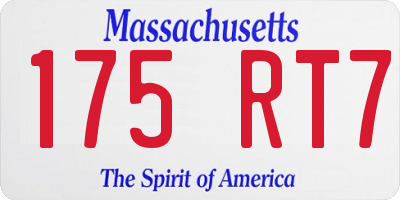 MA license plate 175RT7
