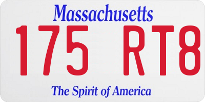 MA license plate 175RT8