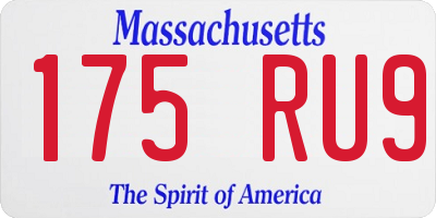 MA license plate 175RU9