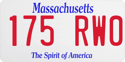 MA license plate 175RW0
