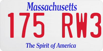 MA license plate 175RW3