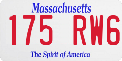 MA license plate 175RW6