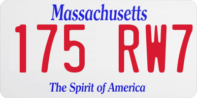 MA license plate 175RW7