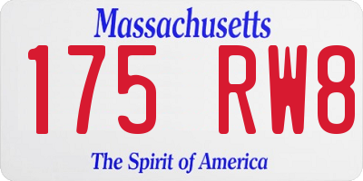 MA license plate 175RW8
