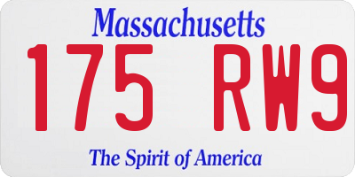 MA license plate 175RW9