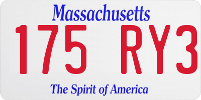 MA license plate 175RY3