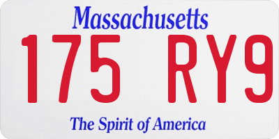MA license plate 175RY9