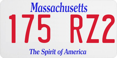 MA license plate 175RZ2