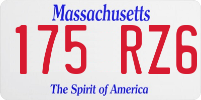 MA license plate 175RZ6