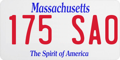 MA license plate 175SA0