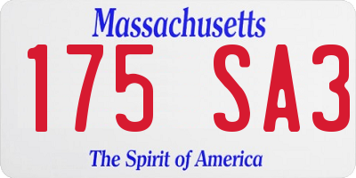 MA license plate 175SA3