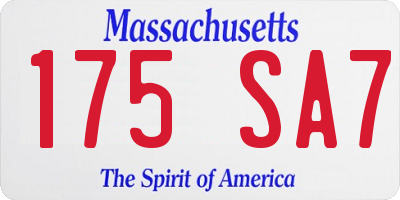 MA license plate 175SA7