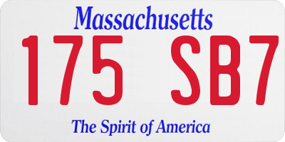 MA license plate 175SB7