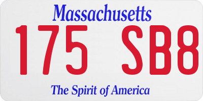 MA license plate 175SB8