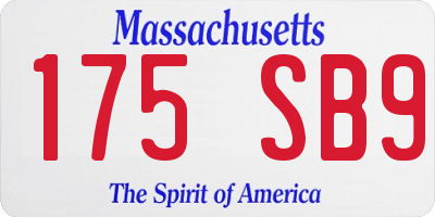 MA license plate 175SB9