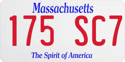 MA license plate 175SC7