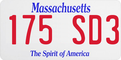 MA license plate 175SD3