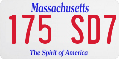MA license plate 175SD7