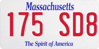 MA license plate 175SD8