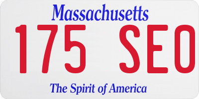 MA license plate 175SE0
