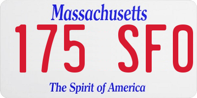 MA license plate 175SF0