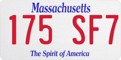MA license plate 175SF7