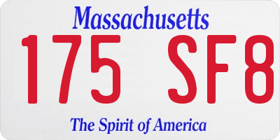 MA license plate 175SF8