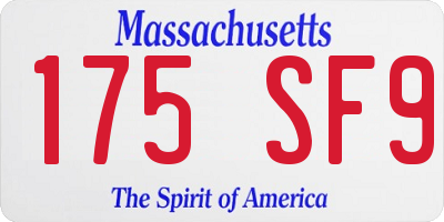 MA license plate 175SF9