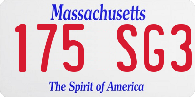 MA license plate 175SG3