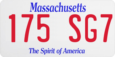 MA license plate 175SG7