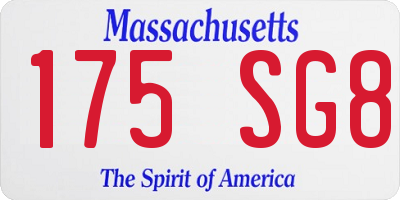 MA license plate 175SG8