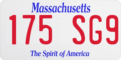 MA license plate 175SG9