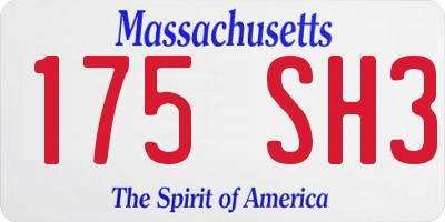 MA license plate 175SH3