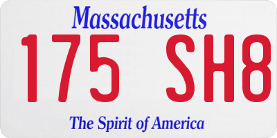 MA license plate 175SH8