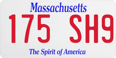 MA license plate 175SH9