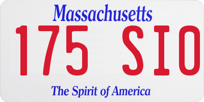 MA license plate 175SI0