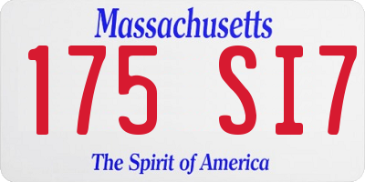 MA license plate 175SI7