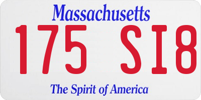 MA license plate 175SI8