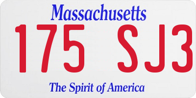 MA license plate 175SJ3