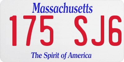 MA license plate 175SJ6