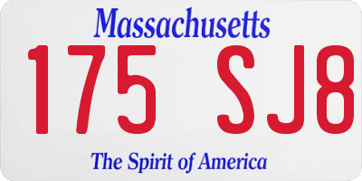 MA license plate 175SJ8