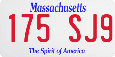 MA license plate 175SJ9