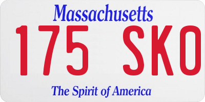 MA license plate 175SK0