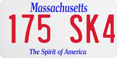 MA license plate 175SK4