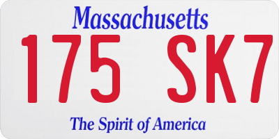 MA license plate 175SK7