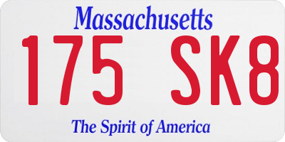 MA license plate 175SK8