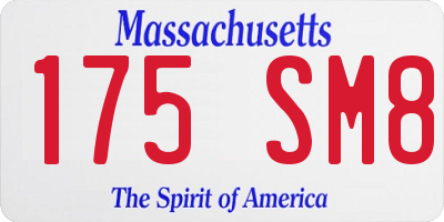 MA license plate 175SM8