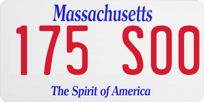 MA license plate 175SO0