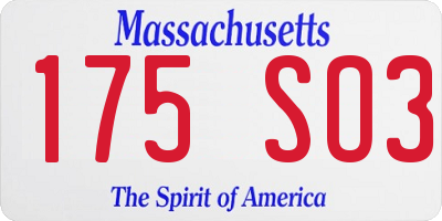 MA license plate 175SO3